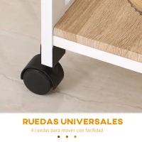 HOMCOM Carrito de Cocina Carro de Servicio Multifuncional de 4 Niveles con Ruedas Cajón Estantes y Botellero 37x37x76 cm Blanco(m-5)