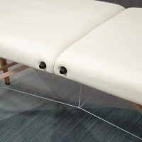 HOMCOM Portable Massage Bed, Foldable Spa Beauty Massage Table with 2 Sections, Carry Bag and Wooden Frame, Cream White(m-9)