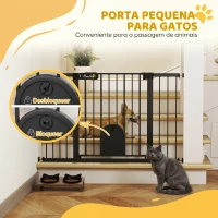 PawHut Barreira de Segurança de Animais de Estimação para Escadas e Portas com Aberturas de 75-131 cm com 3 Extensões Preto(m-6)