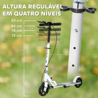 AIYAPLAY Trotinete Dobrável para Crianças de 3-8 Anos com Luzes LED Guiador com 4 Alturas Ajustáveis Travão Traseiro e de Mão 73x36x73-89 cm Branco(m-4)