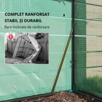 Outsunny Seră de Grădină, Ușă Rulantă, Rafturi 2 Etaje, Structură Oțel, Acoperire PE, 143x73x195 cm, Verde(m-6)