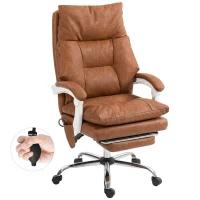 HOMCOM Chaise bureau ergonomique fauteuil de bureau en PU soutien lombaire gonflable dossier inclinable hauteur réglable marron(m-11)