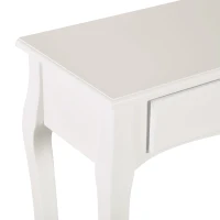 HOMCOM Mesa Consola Aparador Salón Comedor Mueble Recibidor Mesa Auxiliar con Cajones y Estante Diseño Elegante 100x33x75cm Madera Color Blanco Brillo(m-8)