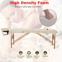 Homcom - Lettino da Massaggio Portabile Massagio Fisioterapia Pieghevole con 2 Zone 182 x 60cm Beige(m-4)