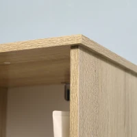 kleankin Armario Alto de Baño Mueble Columna de Baño con 1 Puerta Cajón y 3 Estantes Balda Ajustable para Cocina Salón 32,6x30x171,2 cm Madera Natural y Blanco(m-8)
