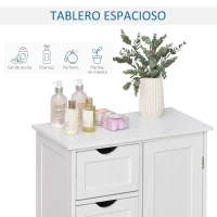 kleankin Armario Auxiliar de Baño Mueble para Baño con Puerta 4 Cajones y Estante Ajustable para Cocina Salón 56x30x83 cm Blanco(m-6)