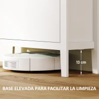 HOMCOM Zapatero Estrecho con 3 Compartimentos y Tiradores de Cuero PU para Pasillos y Recibidores 80x24x131 cm Blanco y Madera(m-6)