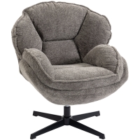 HOMCOM Moderner Wingback-Sessel, Samt-Armlehnsessel mit Vier-Sterne-Basis, S-Federn, 360° Drehfunktion, Grau