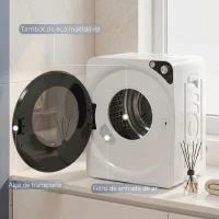 HOMCOM Máquina de Secar Roupa Compacta 5 kg 1000W com 5 Modos de Secagem Tambor em Aço Inoxidável Branco(m-7)