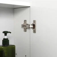 kleankin Mueble de Baño con Espejo Mueble de Pared para Baño con 3 Puertas y Estantes Internos Ajustables 70x15x60cm Blanco(m-8)
