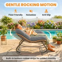 Outsunny Indoor Outdoor Rocking Chair, Oversized Rocking Egg Chair with Cushion for Living Room, Garden, Patio, Grey(m-6)