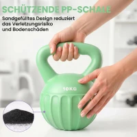SPORTNOW Kettlebell Kugelhantel 6 kg Gewicht-Hantel mit Sand befüllt für Anfänger Zuhause Krafttraining 21 x 21 x 27 cm Grün(m-5)