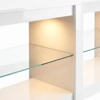 HOMCOM TV-lowboard met RGB-LED-verlichting, modern tv-meubel met verstelbare glazen planken, voor televisies tot 190,5 cm, wit(m-10)