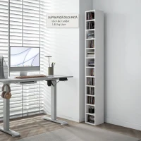 HOMCOM Raft Bibliotecă pentru CD-uri cu 12 rafturi, din MDF și panou aglomerat, 21x20x175 cm, Alb(m-7)