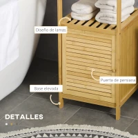 kleankin Estantería de Baño de Bambú Estantería de Almacenaje para Baño con 1 Puerta y Estante para Cocina 33x36,5x67 cm Natural(m-6)