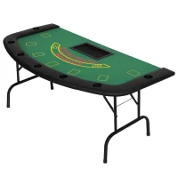HOMCOM Poker Table, 7-Player Folding Blackjack Table with Chip Tray, Cup Holders, Padded Rails, 182 x 91 x 75 cm, Green(m-10)