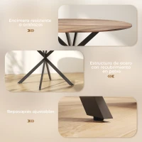 HOMCOM Mesa de Comedor Redonda para 4 Personas con Estructura de Acero Ø120x75 cm Marrón Oscuro(m-6)