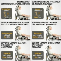 HOMCOM Silla de Oficina Ergonómica de Malla con Reposabrazos 3D Reclinable a 135° Reposacabezas Ajustable Beige(m-8)