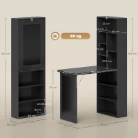 HOMCOM Bureau d'ordinateur pliable avec bibliothèque, poste de travail, tableau noir et étagère réglable, 98x51x153cm, noir(m-3)