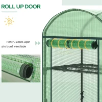 Outsunny Mini Seră de Grădină cu 2 Rafturi Metalice și Acoperiș PE, Seră Compactă pentru Balcon și Terasă, 69x49x91 cm, Verde(m-7)