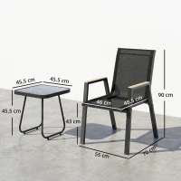 Outsunny Set Bistrò da Esterni 3 Pezzi, Tavolino con Piedini Regolabili(m-3)