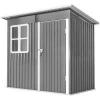 Outsunny Caseta de Jardín 221x133x190 cm Cobertizo de Exterior Metálico para Almacenamiento de Herramientas Gris Oscuro(m-11)