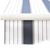 Outsunny 2.5x2 m Manual Retractable Awning, Garden Awning with 90% UV block -Dark Blue/White Stripes(m-12)
