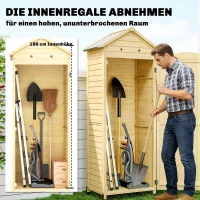 Outsunny Gartenschrank Holz extra hohe Geräteschuppen mit verstellbar Ablage magnetisch Tür galvanisiert Dach Belüftung(m-4)