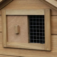 PawHut Kippenhok met ren pluimveehok met stok massief hout naturel(m-9)
