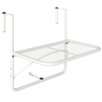 Outsunny Balkonhängetisch 3-fach höhenverstellbarer Hängetisch aus Metall wetterfest Balkontisch Beistelltisch für Balkongeländer Terrassengeländer Tisch zum Einhängen 60 x 56 cm, Weiß