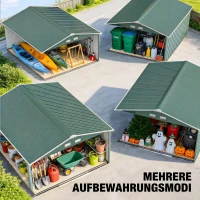 Outsunny Geräteschuppen, Wetterfestes Gartenhaus für Gartengeräte, mit Belüftungsfenstern, Schiebetüren, Stahl, Braun(m-7)