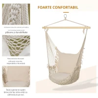 Outsunny Hamac de Gradina din Franghie Shabby Chic pentru Interior si Exterior Alb(m-6)