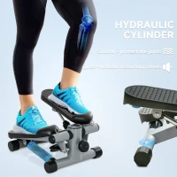 SPORTNOW Mini Stepper, Compact Step Machine Exerciser for Home Workouts, with Resistance Bands, LCD Monitor, Non-Slip Pedals(m-7)