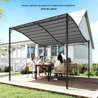 Outsunny Toit de rechange pour pergola Voile d'ombrage pour couverture de terrasse Bâche de rechange pour pavillon 3 x 3 m 298x293 cm Gris foncé(m-4)