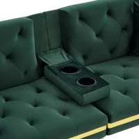 Two-Seater Convertible Sofa Bed with 3-Level Adjustable Backrest, Space-Saving Sleeper Sofa with High-Density Foam, 174L x 76W x 71.5H cm, Green(m-10)