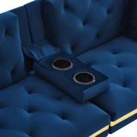 Two-Seater Convertible Sofa Bed with 3-Level Adjustable Backrest, Space-Saving Sleeper Sofa with High-Density Foam, 174L x 76W x 71.5H cm, Blue(m-10)
