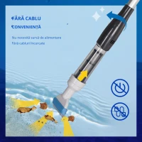 Outsunny Aspirator de piscina fara fir cu perie, aparat de curata usor pentru piscina cu stalp reglabil în 3 sectiuni pentru piscine interioare, supraterane si cazi cu hidromasaj(m-6)