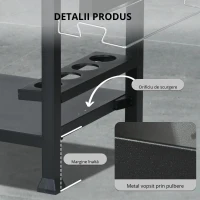 Outsunny Cărucior pentru grătar cu masă pliabilă din oțel inoxidabil, 2 roți și accesorii, 125x65x84 cm, negru(m-4)