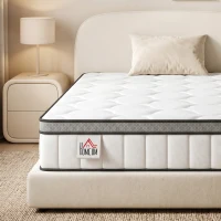 HOMCOM Matratze 90 x 190 cm, 20 cm Höhe, 7-Zonen Taschenfederkern mit kühlendem Memory-Schaum-Gel(m-6)