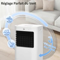 HOMCOM Refroidisseur d'air portable mobile par évaporation 3 en 1 oscillation, 3 vitesses, télécommande, minuterie 8H, blanc(m-6)