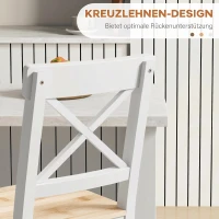 HOMCOM Barhocker 2er Set Barstuhl aus Kiefernholz mit Fußstütze, Lehne, Landhaus-Stil für Küche, Wohnzimmer, Natur(m-5)
