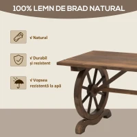 Outsunny Masa Gradina Rustica din Lemn 110×60×65 cm – Cu Roti pentru Terasa(m-4)