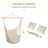 Outsunny Hamac de Gradina din Franghie Shabby Chic pentru Interior si Exterior Alb(m-4)