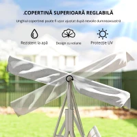 Outsunny Leagăn de Grădină cu 3 Locuri și Acoperiș Parasolar Detasabil, 171x108x154 cm, Gri Deschis(m-6)