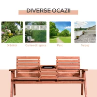Outsunny Set 2 Scaune de Gradina cu Masuta pentru cafea, in Lemn 160x68x92cm(m-6)
