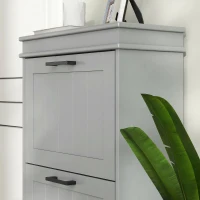 HOMCOM Schuhschrank, Schuhschrank 3 Klapptüren 15 Paar, verstellbare Regale, 54 x 24 x 117,5 cm, grau(m-5)