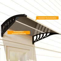 Outsunny Deurluifel, bescherming tegen regen, wind en hagel, polycarbonaat, aluminium verbindingsstangen, 103 x 96,5 x 27 cm, bruin(m-8)