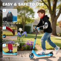 HOMCOM 120W Electric Scooter, E-Scooter, Adjustable Height, Rear Brake, for Ages 6+, Blue(m-4)