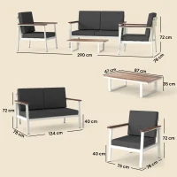 Outsunny Set Divani Giardino 4 Persone: 2 Poltrone, Divanetto, Tavolino.(m-3)