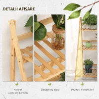 Outsunny Jardiniera de exterior din bambus cu 3 niveluri cu design inaltat si pliabil, 98x37x96,5 cm, culoarea lemnului(m-4)